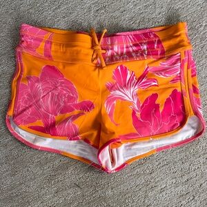 Athleta Vibrant Orange and Pink Floral Swim Short